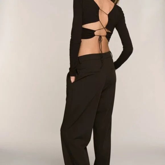 ZARA DARK BROWN OPEN BACK KNIT TOP - Picture 2 of 7